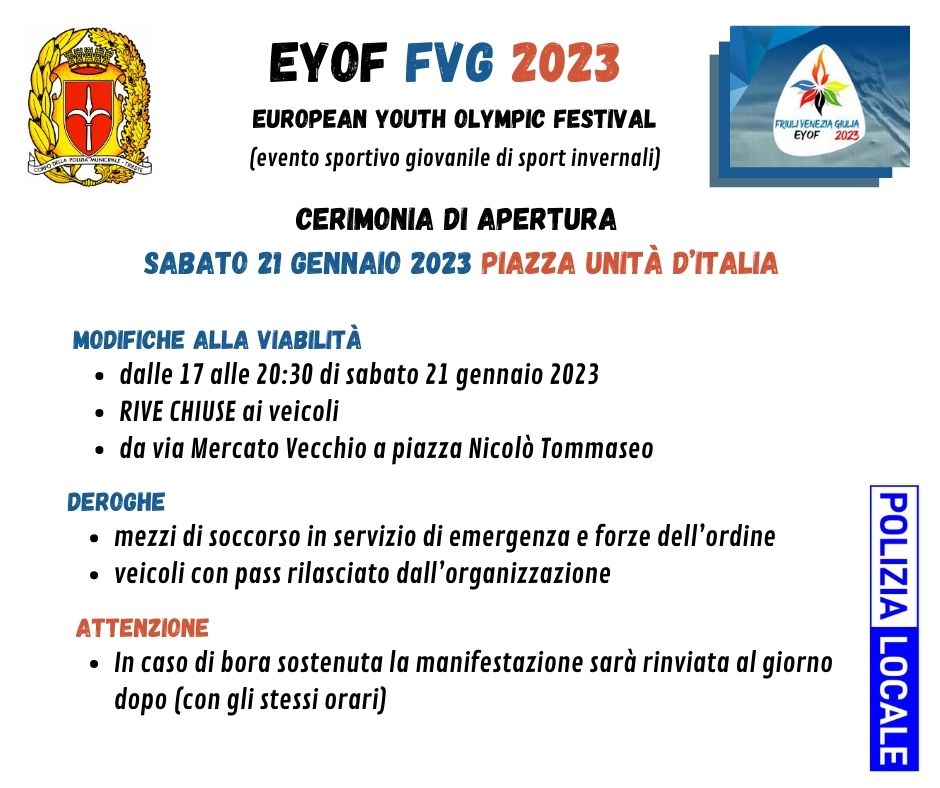 EYOF FVG 2023, cerimonia d’apertura